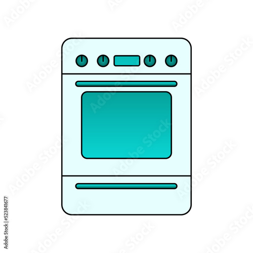 Electric stove in turquoise tones, icon, household appliances