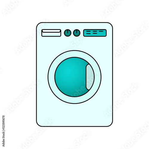 Washing machine in turquoise tones, icon, household appliances