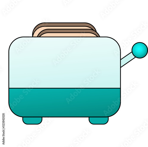 Toaster icon in turquoise tones, household appliances