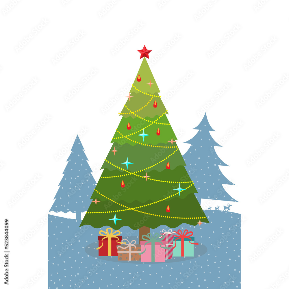 Christmas tree and giftbox