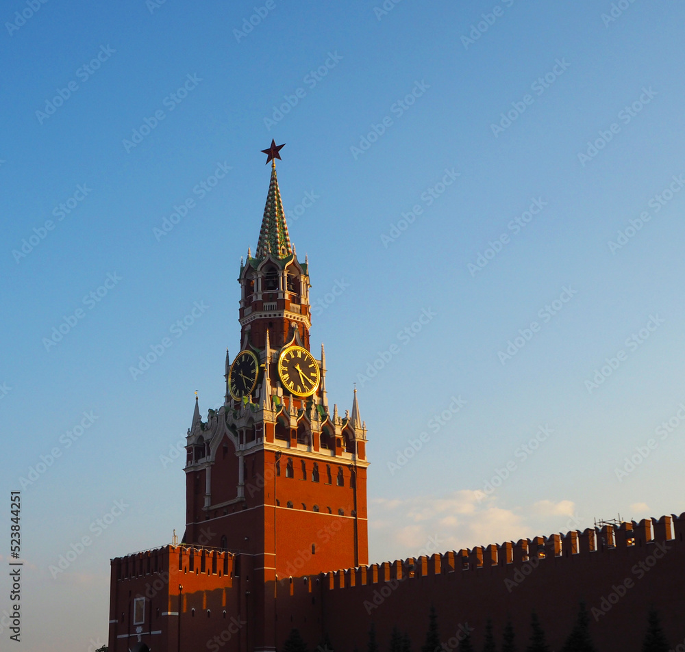 Spasskaya Tower, main tower on eastern wall of Moscow Kremlin in Moscow, Russia Spasskaya Tower, main tower on eastern wall of Moscow Kremlin in Moscow, Russia