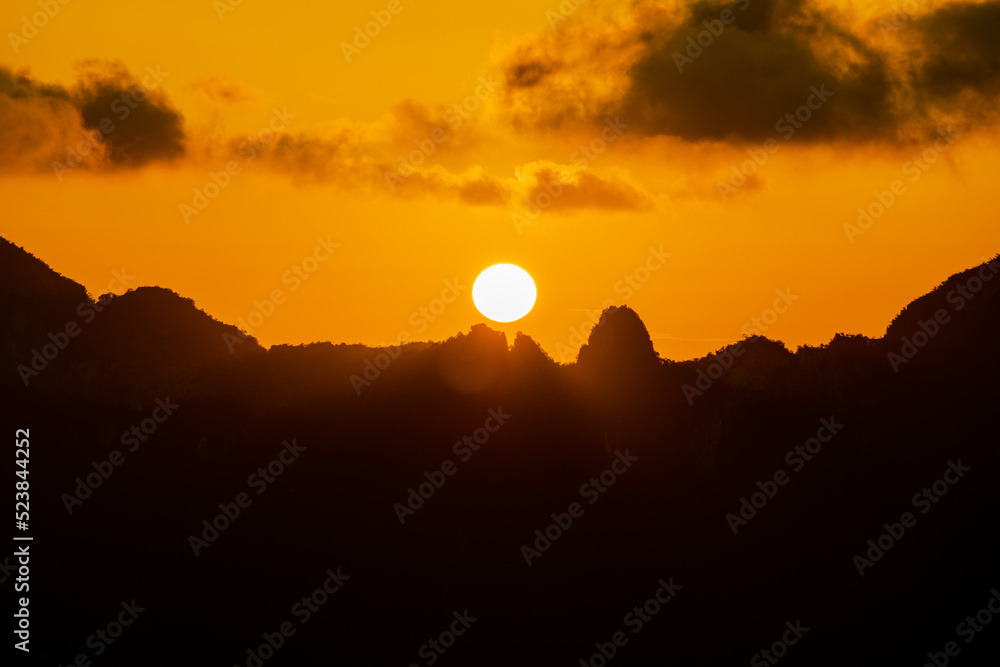 Fototapeta premium photo twilight sky background. Colorful Sunset sky and cloud. Vivid sky in twilight time background. Fiery orange sunset sky. Beautiful