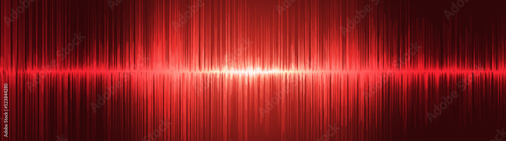 Panorama Dark Red Digital Sound Wave Background,technology and earthquake wave diagram concept,design for music studio and science,Vector Illustration.