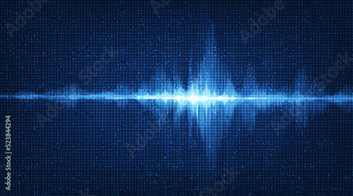 Digital Sound Wave on Dark Blue Background,technology and earthquake wave diagram concept,design for music studio and science,Vector Illustration.