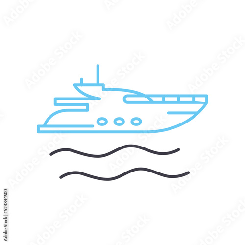 motor yacht line icon, outline symbol, vector illustration, concept sign