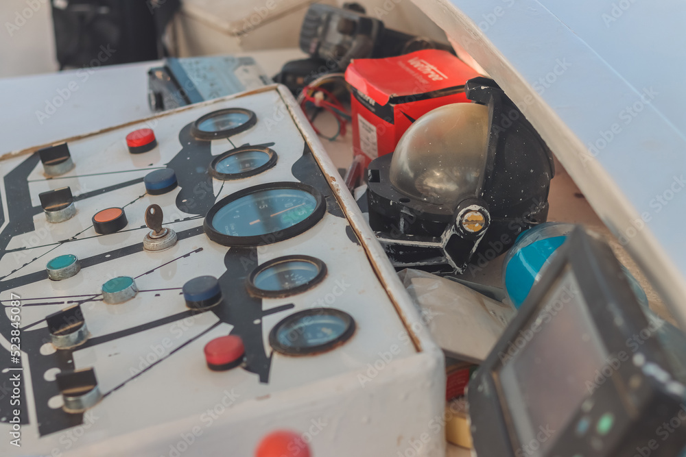 yacht navigation panel close up yacht navigation panel close up