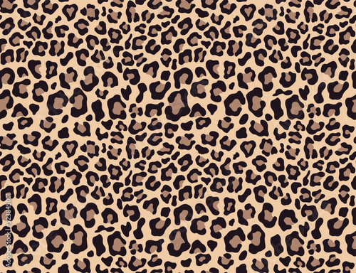  Seamless leopard print vector texture, trendy modern pattern for print clothes, paper, fabric. Disguise. Cat skin.