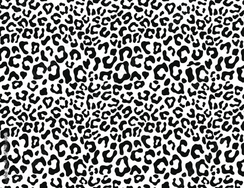  Seamless animal pattern leopard vector black and white print, animal background for textile.