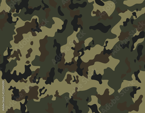Green military pattern vector seamless background, army texture.
