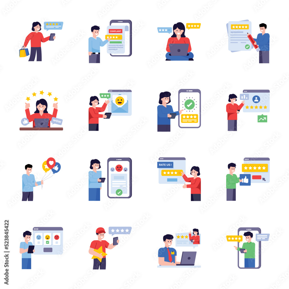 Collection of Customer Feedback Flat Illustrations 
