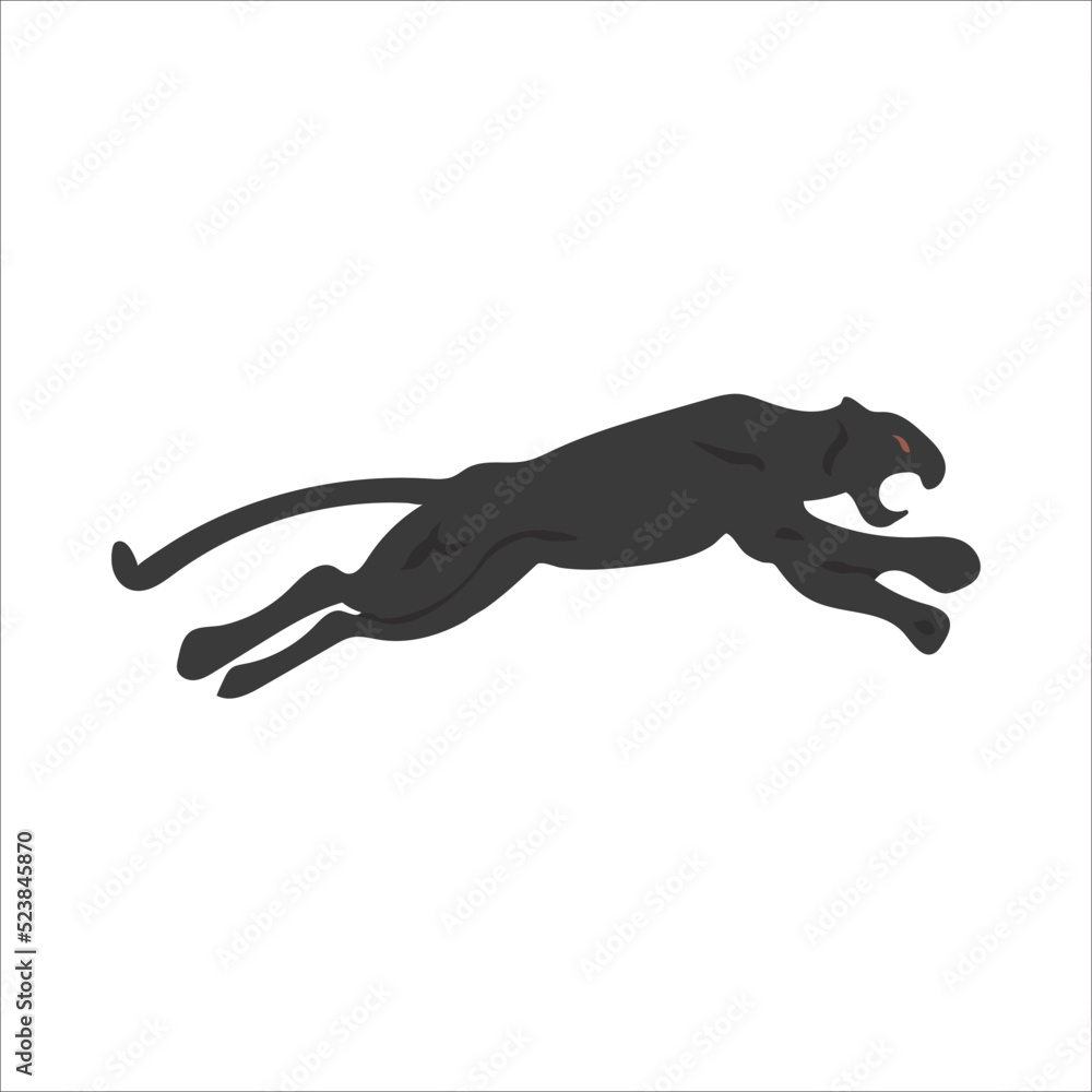 Black Jaguar Jumping