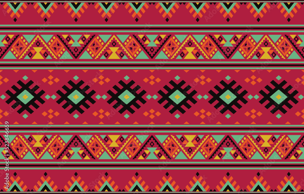 Exquisite geometric ornament ethnic style printed fabric artwork border design Exquisite geometric ornament ethnic style printed fabric artwork border design