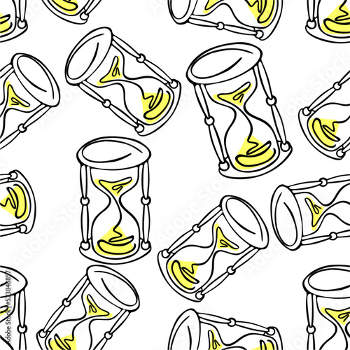 seamless graphic asymmetric background of an hourglass on a white background, texture, design