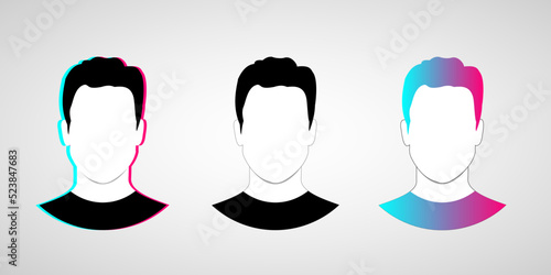 Set of user Icon - Man / Male. Profile Avatar. Symbol illustration. Icon in the style of a popular social network. Icon for social media.