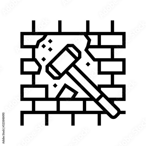 dismantling wall line icon vector illustration