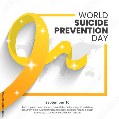 World suicide prevention day background with a gradient yellow ribbon