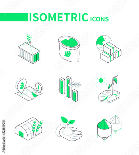 Harvest and drought - modern line isometric icons set