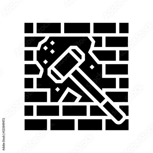 dismantling wall glyph icon vector illustration