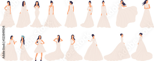 wedding bride collection isolated, vector