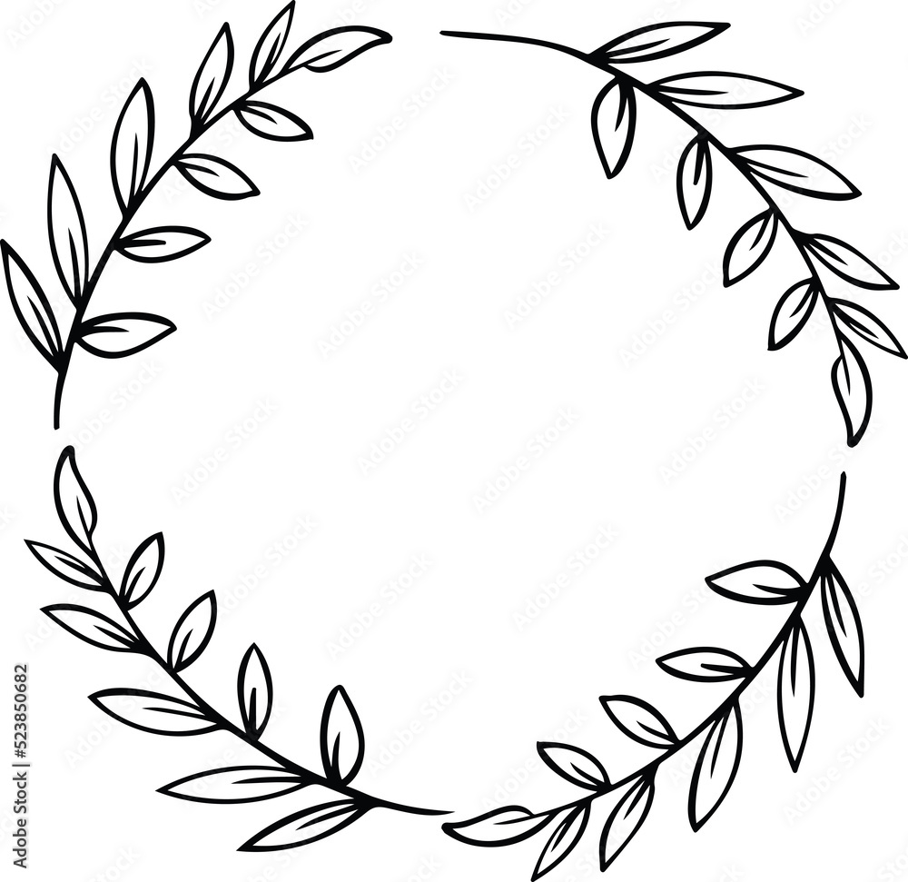 Round shape of line Botanical floral wreath Illustration ornament Decoration Round shape of line Botanical floral wreath Illustration ornament Decoration