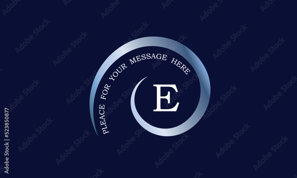 A simple monogram design in the form of a spiral with the letter E in the center and space behind the text. Can be used as a sign of a business, company, etc A simple monogram design in the form of a spiral with the letter E in the center and space behind the text. Can be used as a sign of a business, company, etc