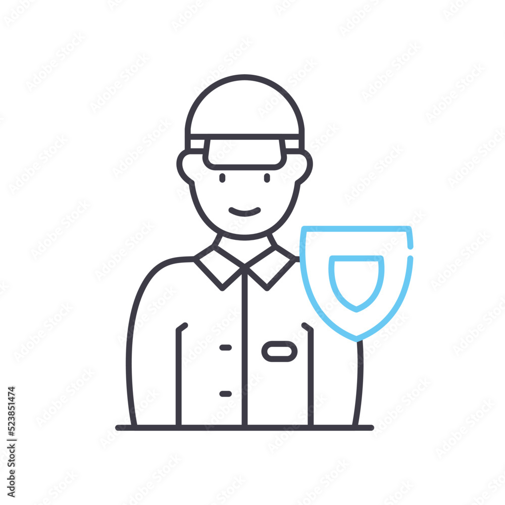 security guard line icon, outline symbol, vector illustration, concept sign