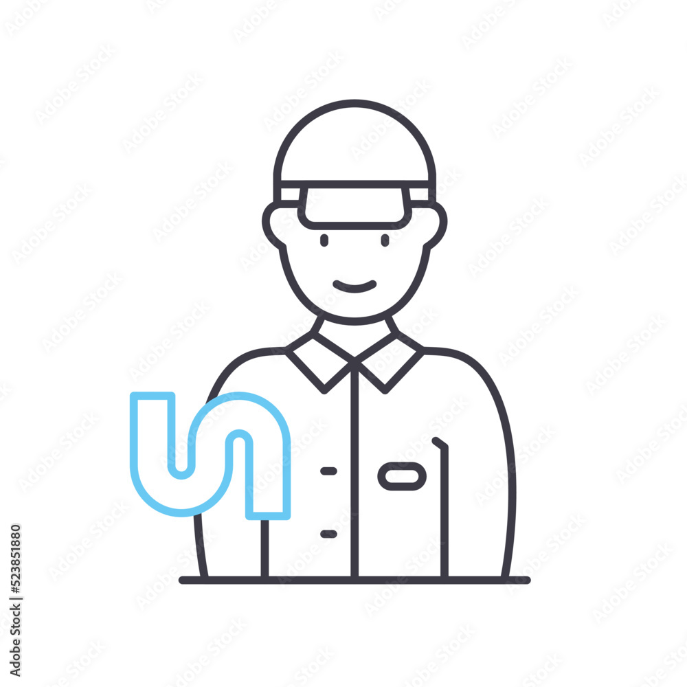 plumber line icon, outline symbol, vector illustration, concept sign