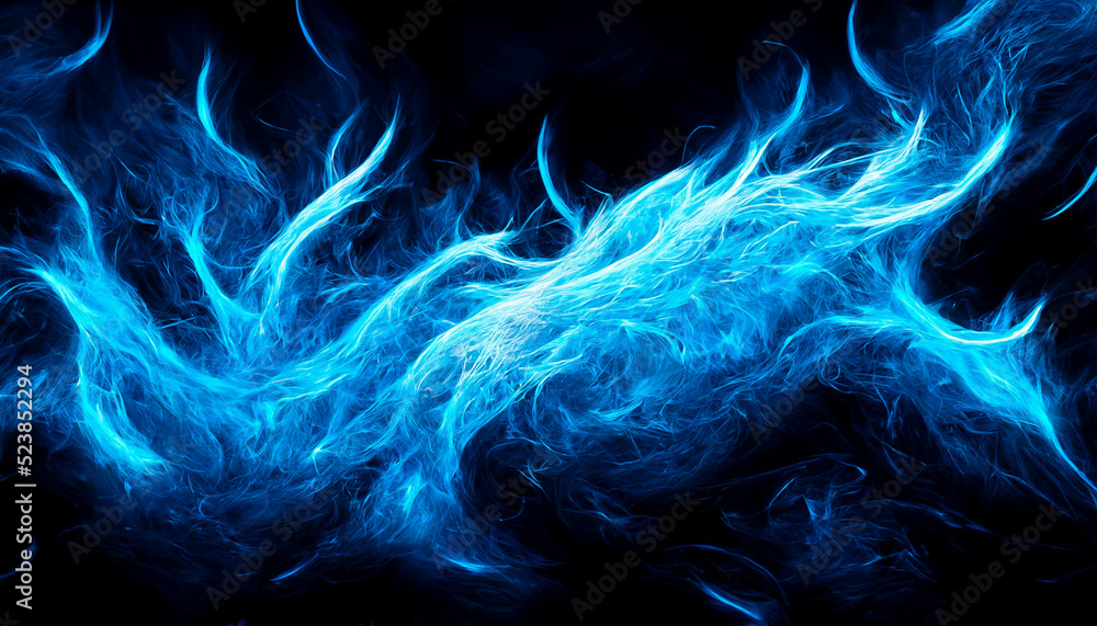 3D Render Blue Flame of fire Abstract on black background. Illustration  Stock | Adobe Stock