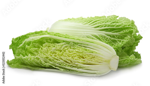 Fotografie, Tablou Fresh sliced Chinese cabbage on white background