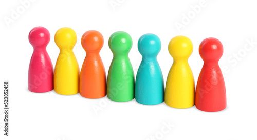 Colorful pawns on white background. Social inclusion concept © New Africa