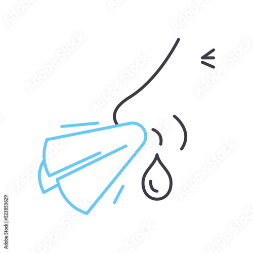 runny nose line icon, outline symbol, vector illustration, concept sign