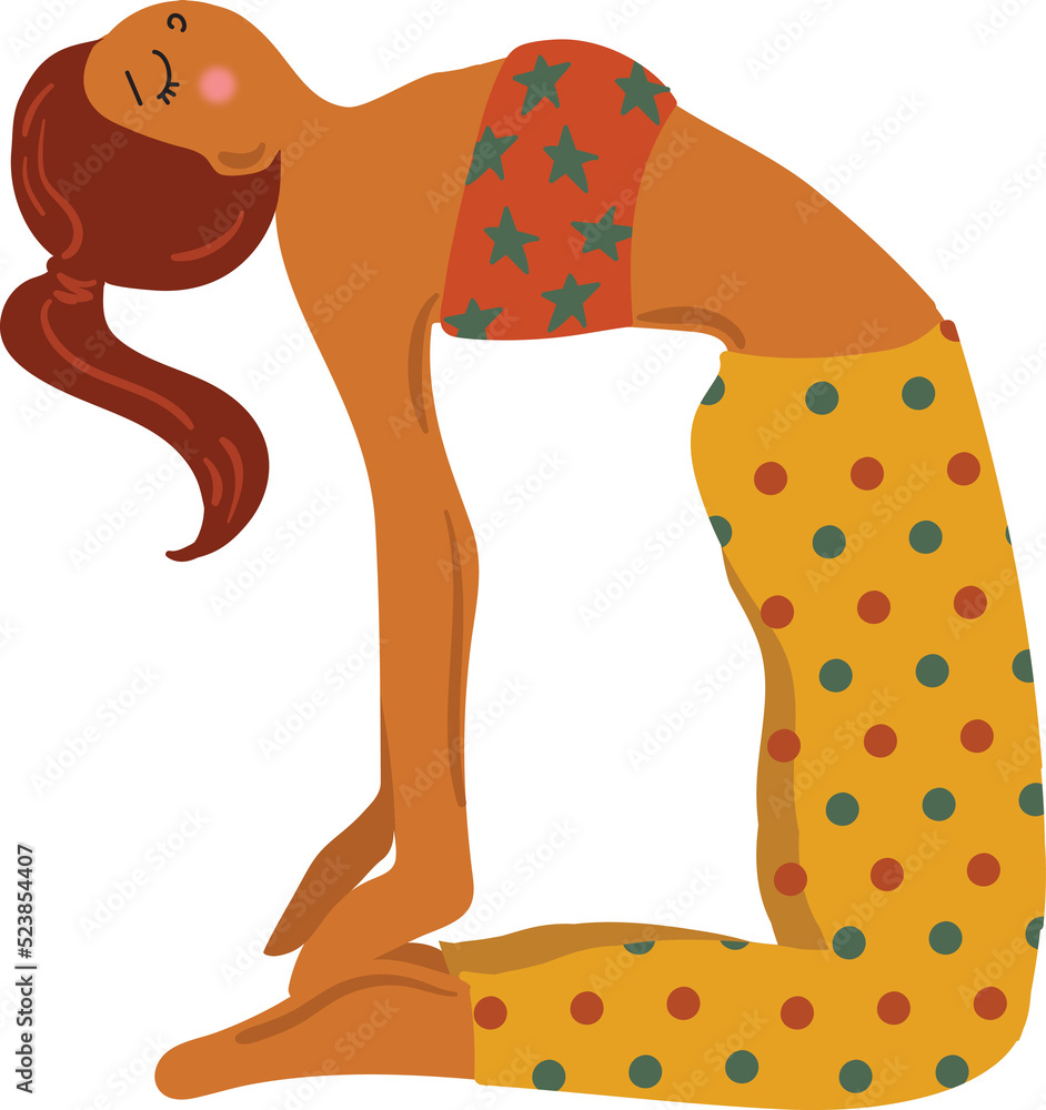 Yoga poses illustrations with woman in sport bra and shorts doing asanas relaxing Yoga poses illustrations with woman in sport bra and shorts doing asanas relaxing