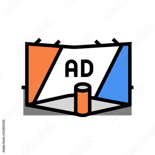 stand exhibition show color icon vector illustration