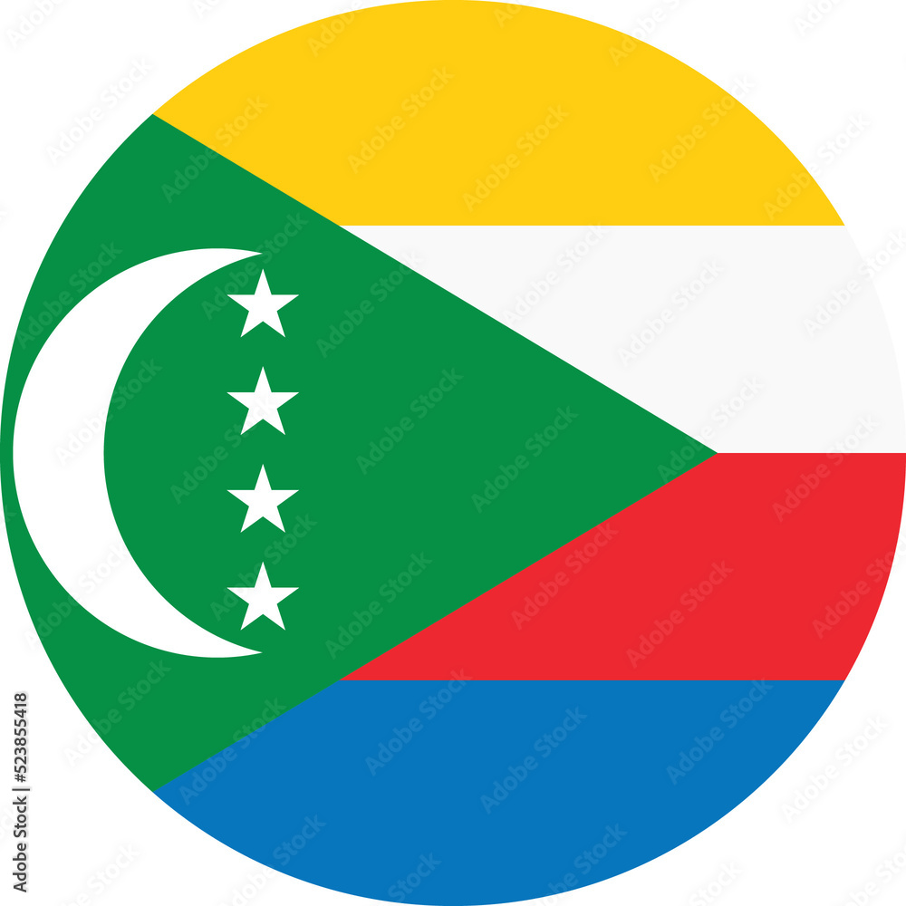 Circle flag vector of Comoros. Circle flag vector of Comoros.