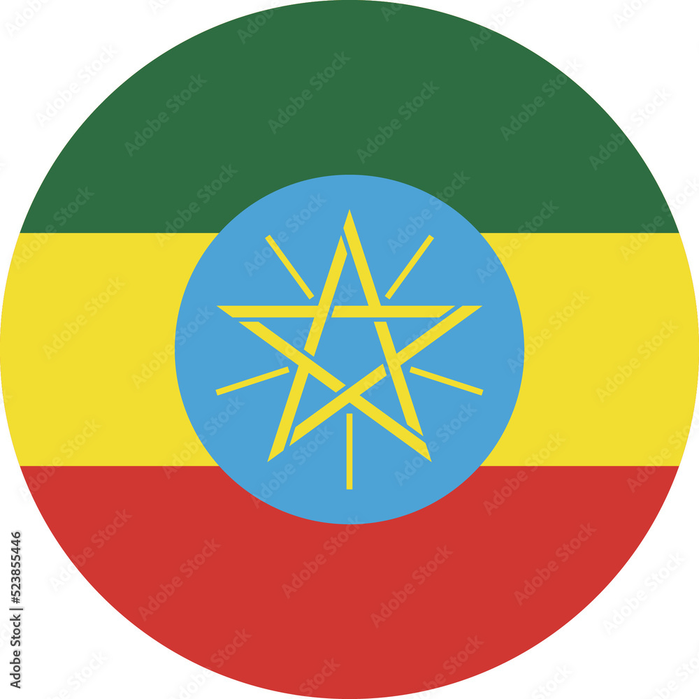 Fototapeta premium Circle flag vector of Ethiopia.