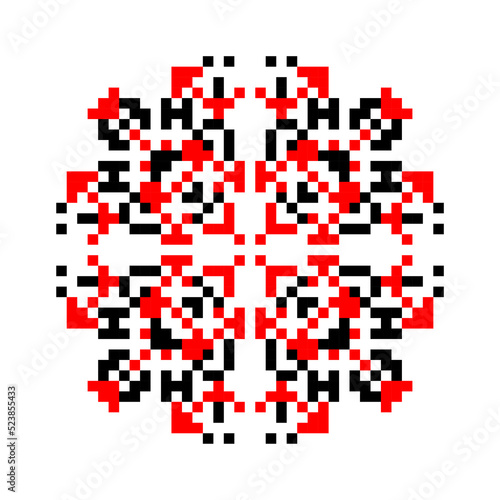 Traditional Ukrainian knitted embroidery art, ethnic mandala ornament vyshyvanka
