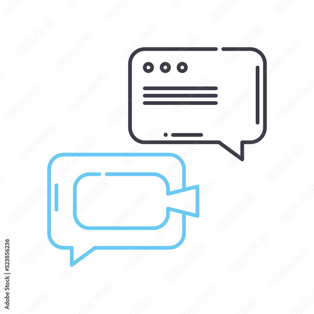 Fototapeta premium video message line icon, outline symbol, vector illustration, concept sign