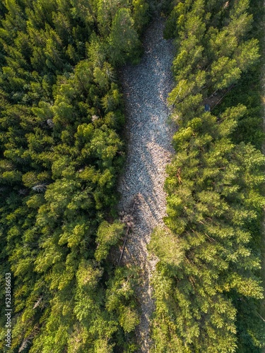 Aerial view of ancient sea coastline in Finland. It is also called devils field.