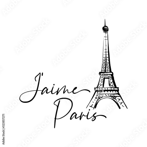Fototapeta Naklejka Na Ścianę i Meble -  J'aime Paris Eiffel Tower Design