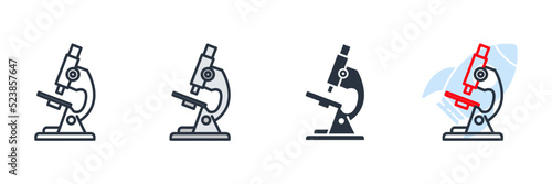 microscope icon logo vector illustration. research symbol template for graphic and web design collection