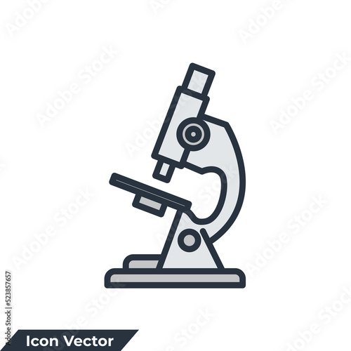 microscope icon logo vector illustration. research symbol template for graphic and web design collection