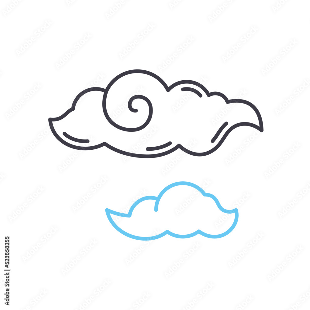 japanese cloud line icon, outline symbol, vector illustration, concept sign japanese cloud line icon, outline symbol, vector illustration, concept sign