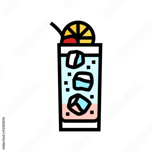 tom collins cocktail glass drink color icon vector illustration