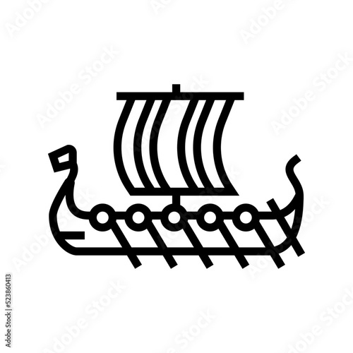 ship boat viking line icon vector illustration