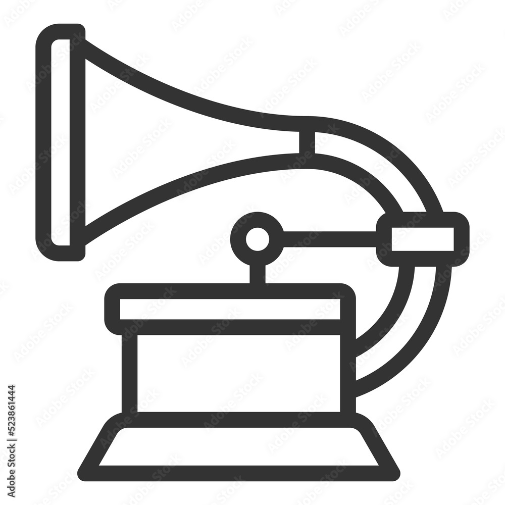 Gramophone for gramophone records - icon, illustration on white background, outline style Gramophone for gramophone records - icon, illustration on white background, outline style