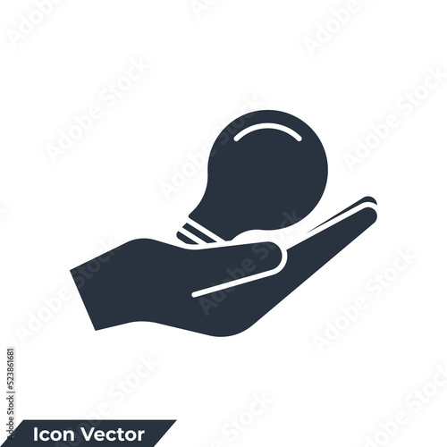 solution icon logo vector illustration. Hand and a lamp symbol template for graphic and web design collection