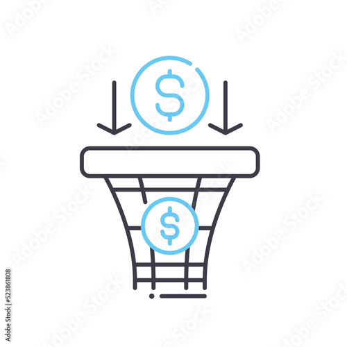 sales pipeline line icon, outline symbol, vector illustration, concept sign