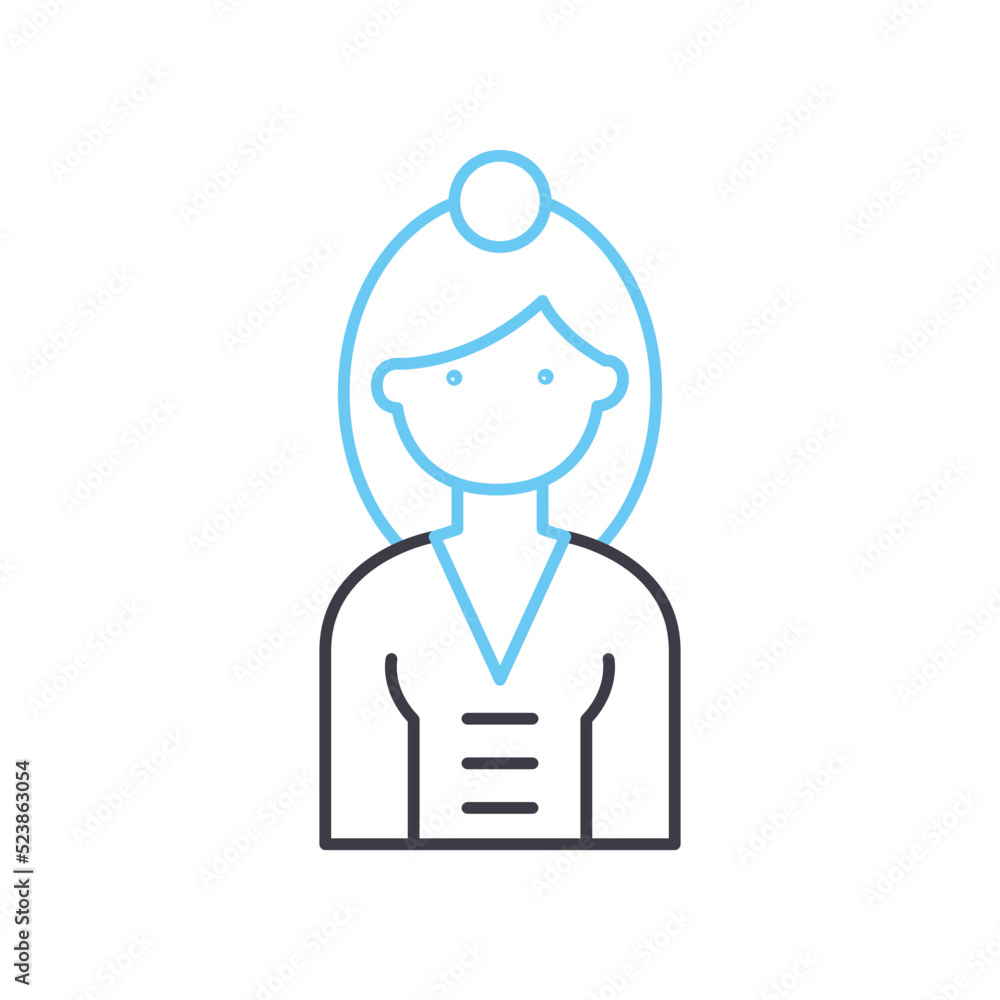 geisha avatar line icon, outline symbol, vector illustration, concept sign geisha avatar line icon, outline symbol, vector illustration, concept sign