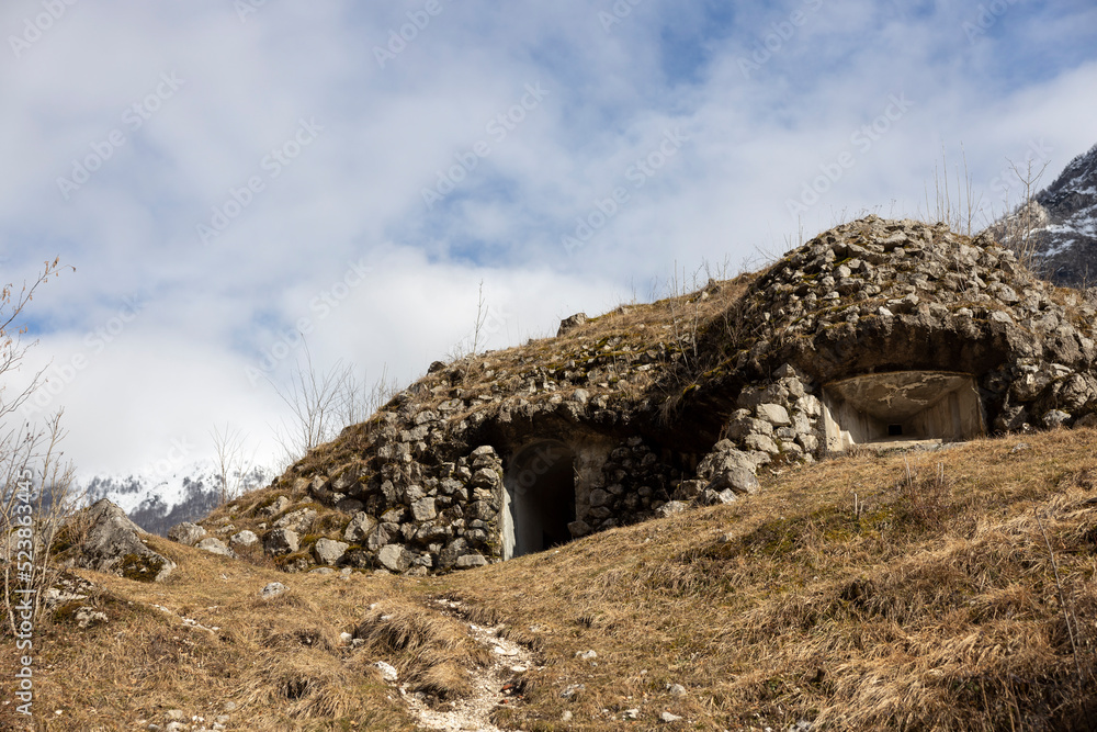 Bunker from time Between WWI and WWII in the Tolminka Valley in Slovenia