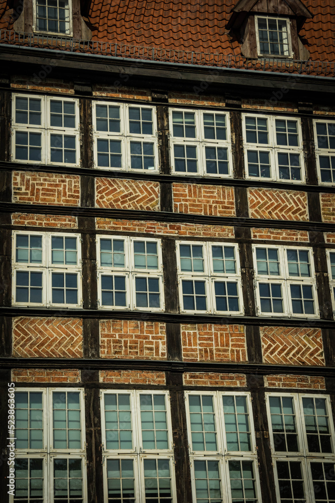 facade of an old palace in hamburg